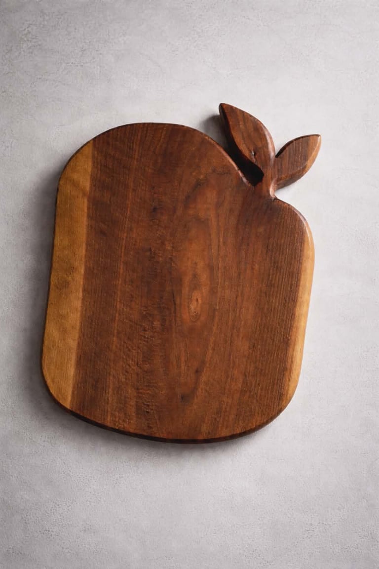 Deska z orzecha amerykańskiego - ręcznie wykonana deską w kształcie jabłka